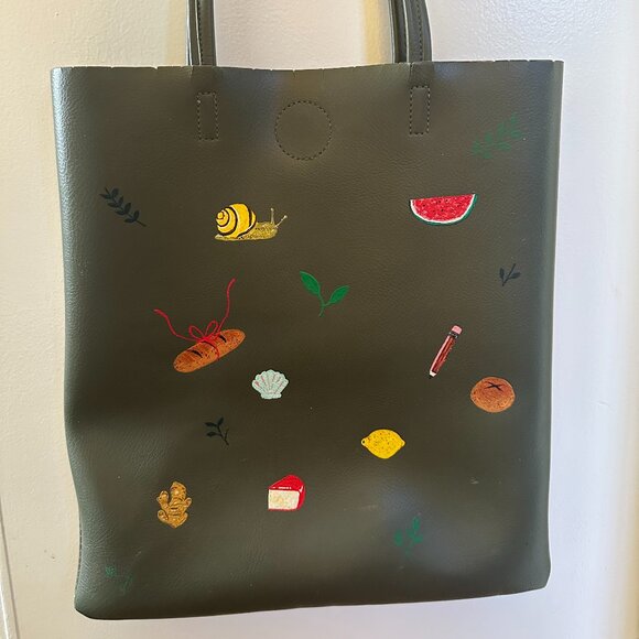 Handbags - Hand Painted Green Faux Leather Bag